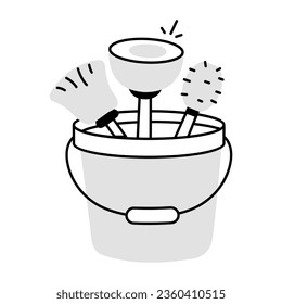 Bathroom accessories doodle icon design 