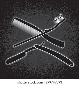 Bathroom accessories. Razor blade, toothbrush and Hair Brush
