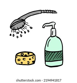 Accesorios para el baño, jabón, champú y esponja, ducha