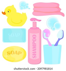 Bathroom accessories set towel soap toothbrush