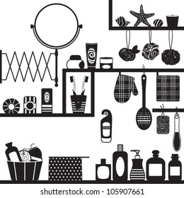 Bathroom accessories silhouettes set