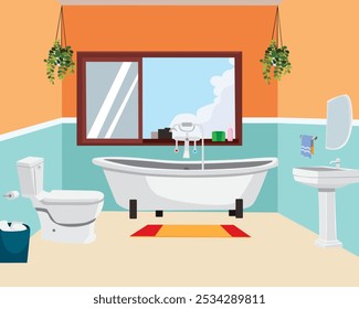 Bathroom background vector art illustration
