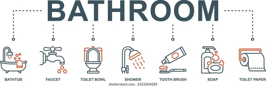 Concepto de Ilustración vectorial de icono de Web de Anuncio de baño con icono
