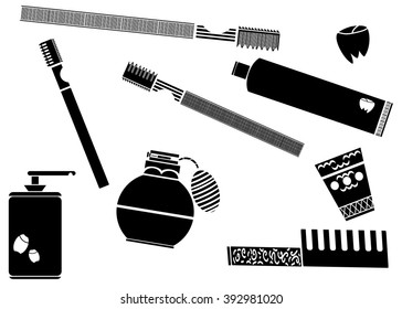 bathroom. bath accessories, black