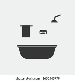 bathroom with bath tab towel and shower vector icon