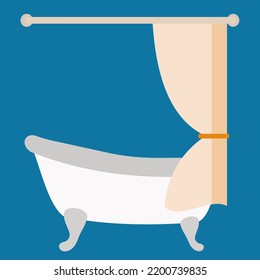 Bathroom and bathtub curtain, illustration