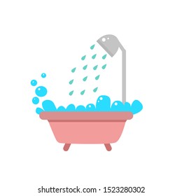 Bathroom. bathtub full foam with open tap