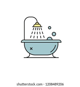 Bathroom  bathtub line art vector icon