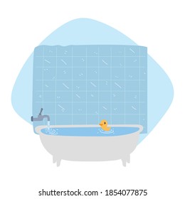 bathroom with bathtub rubber duck design vector illustration