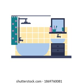 bathroom with bathtub and sink. flat vector