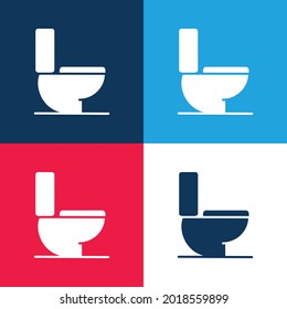 Conjunto de iconos mínimo de cuatro colores azul y rojo del cuarto de baño