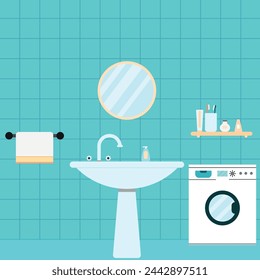bathroom with blue and white background