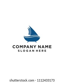 bathroom with boat logo design vector illustration template