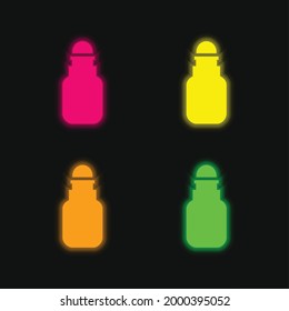 Bathroom Bottle four color glowing neon vector icon