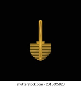 Bathroom Brush Gold Plated Metalic Icon Or Logo Vector