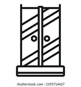 Bathroom Cabin Icon Outline Vector. Glass Door. Water Bath