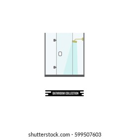 Bathroom cabin shower flat illustration isolated on the white background. Bathroom interior element. 