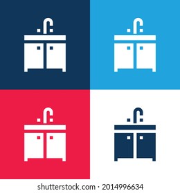 Bathroom Cabinet blue and red four color minimal icon set