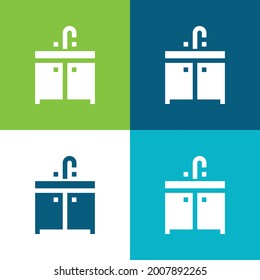 Bathroom Cabinet Flat four color minimal icon set