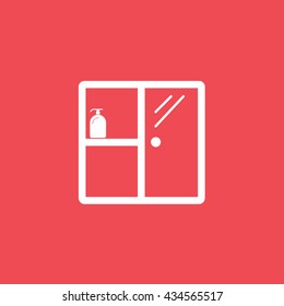 Bathroom Cabinet Flat Icon On Red Background