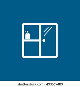 Bathroom Cabinet Icon On Blue Background