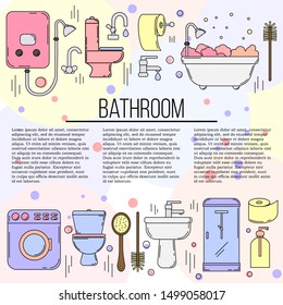 Bathroom card concept. Vector plumbing illustration for design and web,