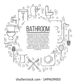 Bathroom card concept. Vector plumbing illustration for design and web,