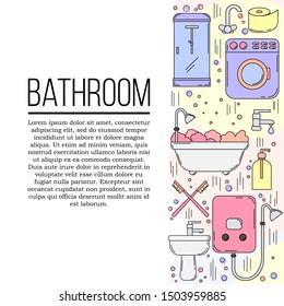 Bathroom card concept. Vector plumbing illustration for design and web,