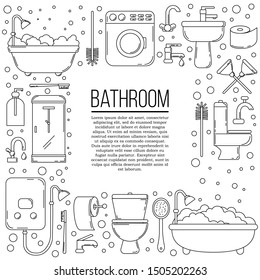 Bathroom card concept. Vector plumbing illustration for design and web,