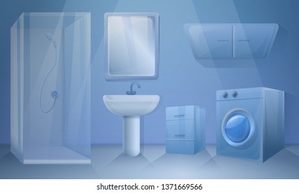 bathroom in cartoon style, vector illustration