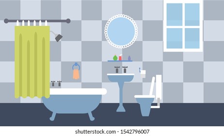 Bathroom Clean Home Vector Illustration Mirror Toilet Water