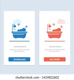 Bathroom, Clean, Shower  Blue and Red Download and Buy Now web Widget Card Template