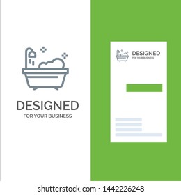 Bathroom, Clean, Shower Grey Logo Design and Business Card Template