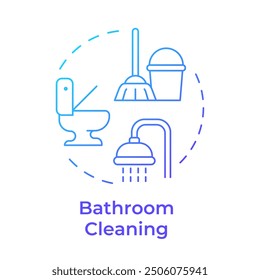 Bathroom cleaning blue gradient concept icon. Scrubbing toilets, bathtubs. Sanitary service, hygiene. Round shape line illustration. Abstract idea. Graphic design. Easy to use in infographic