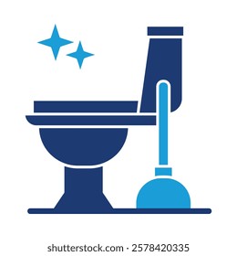 Bathroom Cleaning – Toilet Brush and Toilet Representing Clean and Sanitized Restrooms. Vector illustration.