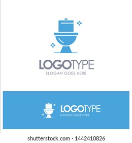 Bathroom, Cleaning, Toilet, Washroom Blue Solid Logo with place for tagline