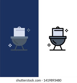 Bathroom, Cleaning, Toilet, Washroom  Icons. Flat and Line Filled Icon Set Vector Blue Background