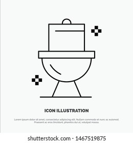 Bathroom, Cleaning, Toilet, Washroom Line Icon Vector. Vector Icon Template background