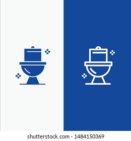 Bathroom, Cleaning, Toilet, Washroom Line And Glyph Solid Icon Blue Banner Line And Glyph Solid Icon Blue Banner. Vector Icon Template Background