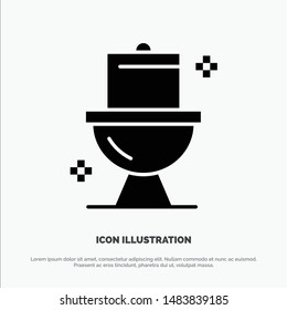 Bathroom, Cleaning, Toilet, Washroom solid Glyph Icon vector