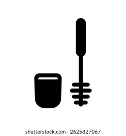 Bathroom Cleaning Tool Icon Showing a Brush and Container