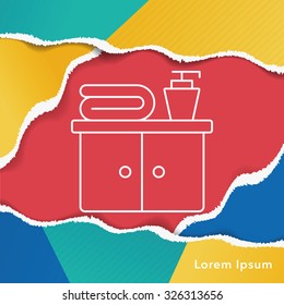 bathroom closet cabinet line icon
