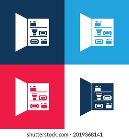 Bathroom Closet With Personal Care Objects blue and red four color minimal icon set