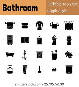 Bathroom Collection Icon Set Glyph Style
