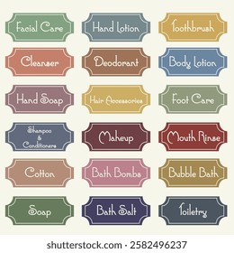 Bathroom Colorful Labels set cutting files