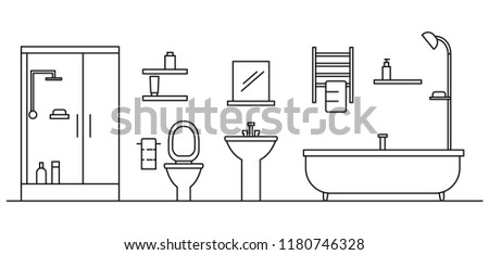 Bathroom concept background. Outline illustration of bathroom vector concept background for web design isolated on white background