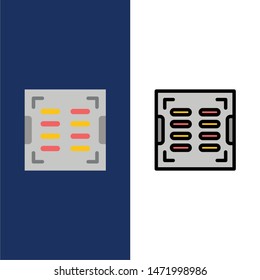 Bathroom, Construction, Drain, Drainage  Icons. Flat and Line Filled Icon Set Vector Blue Background
