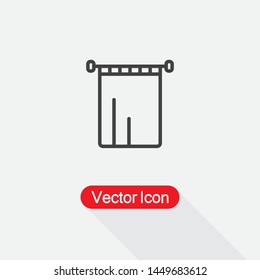 The Bathroom Curtain Icon, Curtain Icon Vector Illustration Eps10