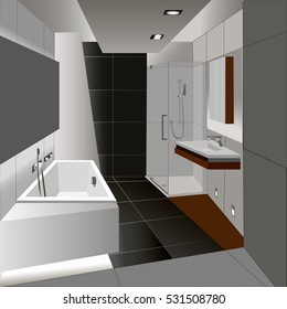 Bathroom design, icon, interiror room, symbol furniture, vector illustration