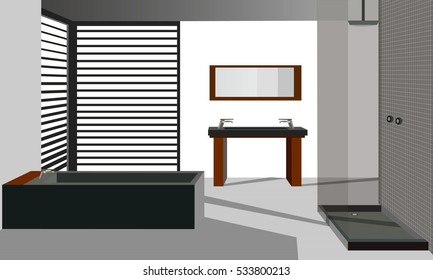 Bathroom design, icon, interiror room, symbol furniture, vector illustration